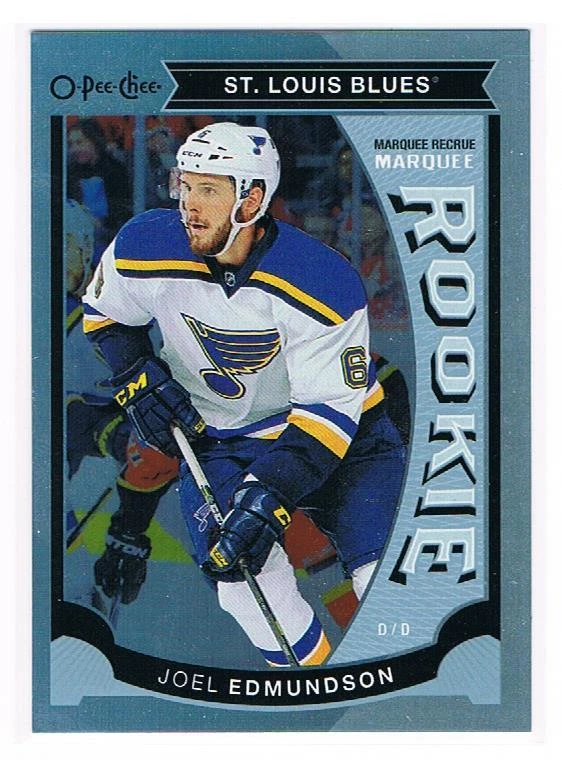 2015-16 JOEL EDMUNDSON UD2 O-PEE-CHEE RAINBOW FOIL MARQUEE ROOKIE #U22 BLUES - Image 1 of 1