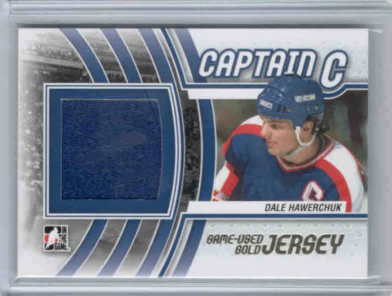 11/12 ITG CAPTAIN-C DALE HAWERCHUK M-10 GAME-USED JERSEY GOLD /10 WINNIPEG JETS - Image 1 of 1
