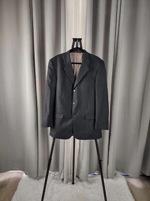 Perry Ellis Portfolio Dark Gray, W Blue Pinstripe 100% Wool Suit Jacket Size 40R - Image 1 of 4