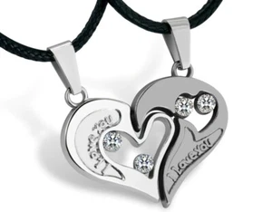 His and Hers Stainless Steel I Love You Heart Men Women Couple Pendant Necklace - Picture 1 of 6