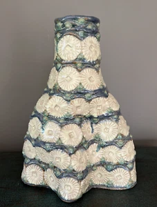 JARRÓN DE CERÁMICA DE ARTE MODERNISTA HECHO A MANO MCM VINTAGE / DISEÑO ABSTRACTO TALLADO - Imagen 1 de 15