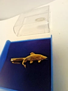 Vintage Mildrum Tie Tack Mens Sea Bass Gold Tone Tie Clip  Jewelry New - Picture 1 of 12