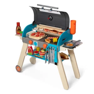 Pretend Play Wooden Deluxe Barbecue Grill, Smoker and Pizza Oven Play, Ages 3+ - Picture 1 of 9