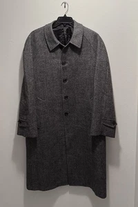 Hickey-Freeman Men's Dk Charcoal Single Breasted 44 Reg 100% Wool OverCoat USA - Picture 1 of 14