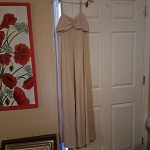 Vintage Womans Union Made Hand Sewn Gown Antique White Floor Length Sleeveless - Picture 1 of 10