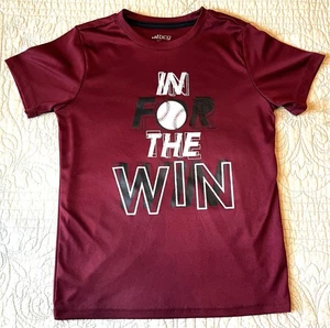 BCG Boys Small S (8) Athletic T-Shirt Maroon “In For The Win” Baseball Tee - Picture 1 of 10