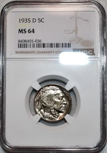 NGC MS-64 1935-D Buffalo Nickel, Radiant, Lightly Toned specimen. - Picture 1 of 2