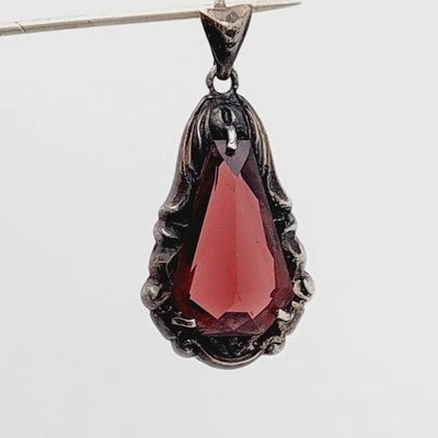 Antiker Silberanhänger Anhänger 835er Roter Stein Filigranschmuck Jugendstil  - Bild 1 von 4