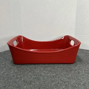 Plato de panadería de gres rojo Rachael Ray 9x13 asas de fácil agarre horno microondas - Imagen 1 de 24