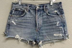 AGOLDE Parker Cut Off Shorts Button Fly Distressed Denim Size 29 Jean Lightwash - Picture 1 of 12