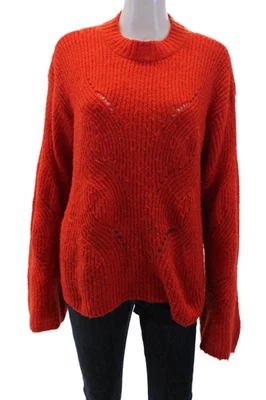 Suéter Pullover Naranja Mango Para Mujer Mangas Largas Cuello Redondo Tejido Abierto Talla M Foto 1 de 4