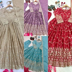 Anarkali Gown Pakistani Salwar Kameez Ready To Wear Dress Suits Wedding Party XL - Picture 1 of 29