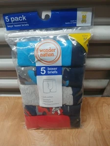 Wonder Nation Boys Boxer Briefs 5-Pair Underwear Cotton Tag Free Medium (8) NWT - Picture 1 of 5