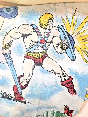 He Man Masters of the Universe TWIN Bed Sheets 2pc Vintage Skeletor 1983 Mattel - Image 1 of 4