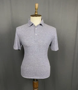 Brunello Cucinelli Slim Fit Herren weiß blau gestreift Leinen Polo T-Shirt Gr. L-XL - Bild 1 von 11