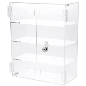 Plymor Acrylic Rectangular Locking Case, 3 Shelves, 12.75" H x 10.25" W x 5" D - Picture 1 of 1