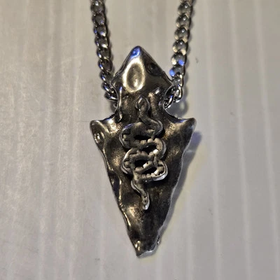 COLLAR CADENA BORDILLO ACERO INOXIDABLE PUNTA DE FLECHA/SERPIENTE Colgante Estaño Dije/18"-24" Foto 1 de 4