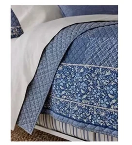 Ralph Lauren Penwood Indigo Multi Patchwork Quilt 340 $ No Shams Cottagecore - Bild 1 von 12