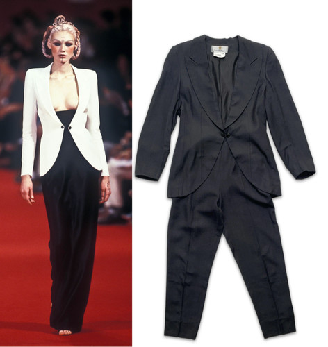 Tuta pantalone lino nero vintage Givenchy Couture John Galliano primavera 1997