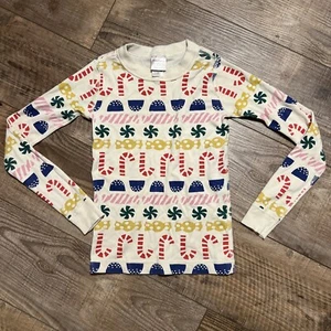 Hanna Anderson Pajama Top Size 8 Unisex Stocking Sweets  Long John - Picture 1 of 5