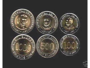ECUADOR 100 500 1000 SUCRES 1997 BI METAL UNC LATINO MONEY COIN LOT X 100 SET - Picture 1 of 4