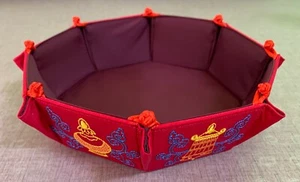 Mongolian Sweet plate Hand made Decorative Fold-able plate Auspicious Plate Red - Picture 1 of 6