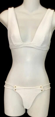 blue life swimwear White Textured Bikini Cord Straps Size Xs - Image 1 of 4