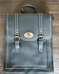 Mochila tipo cartera negra/inmitación de cuero vegano DAKOTA - Imagen 1 de 10