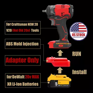 1 Adapter for Dewalt 20V MAX Battery To Power for Craftsman 20V RED V-20 Tools - Picture 1 of 8
