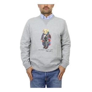 Polo Ralph Lauren Crewneck Polo Bear Preppy Bear Sweatshirt Sweater - Grey - Picture 1 of 3