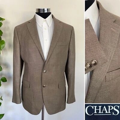 Chaps Mens Two-Button Blazer Brown Linen Blend Sport Coat Jacket Size 42R - Image 1 of 4