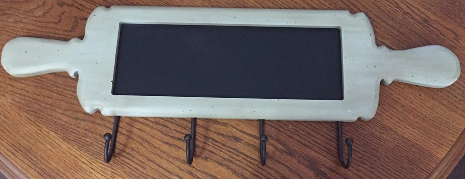 Large Rolling Pin Shaped Kitchen Chalkboard Menu Lists Messages Board Coat Rack - Image 1 of 4
