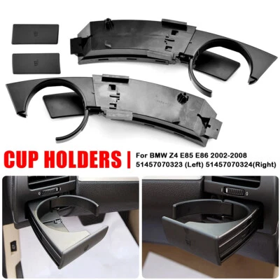 Par de portavasos salpicadero negro para BMW Z4 E85 E86 2003-2008 delantero izquierdo + derecho Foto 1 de 4
