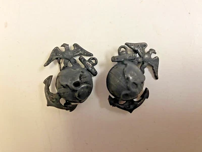 Par de ancla globo águila ega004p 1930s USMC oficial bronce pin trasero EGA Foto 1 de 2