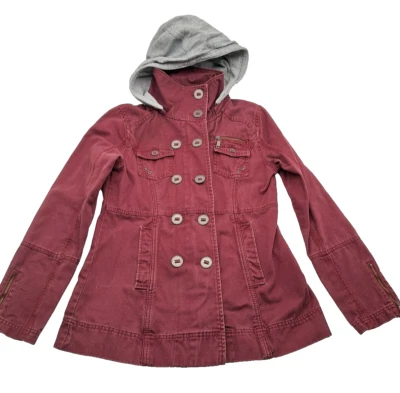 Chaqueta con Capucha Y2K Hurley Cremallera Completa Rojo Ladrillo Granate Para Mujer XS Ropa de Calle Patinador Foto 1 de 4