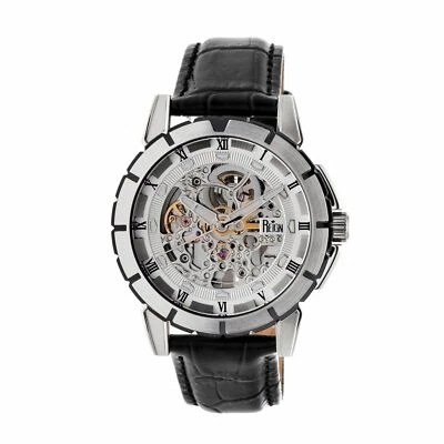 Reloj Reign Philippe para hombre automático esfera esqueleto cuero negro plata RN4603 Foto 1 de 4