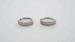 Vintage Estate Diamond Earrings 1.30 TCW SI1 H 14k White Gold Huggie Style - Picture 1 of 7