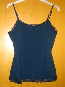 Laura Torelli stylisches Damen Träger Top Shirt Gr M dunkel blau Spitze - Bild 1 von 6