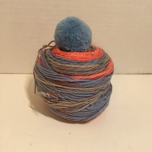 1 Skein Cupcake Yarn Caron 3 oz Light Worsted Pom Hat Blue Orange Grey - Picture 1 of 5
