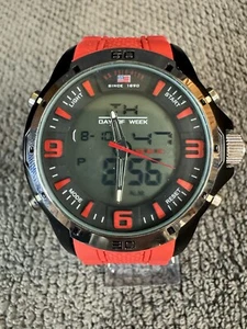 U.S. Polo Assn. Sport Men's US9534 Analog-Digital Watch With Red Rubber Band - Picture 1 of 6