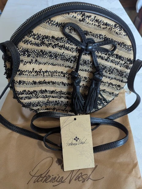 Bandolera Patricia Nash Ebbe Tejida Paja Sibari Cantimplora ¡Natural con Negra Nueva con Etiquetas! Foto 1 de 1