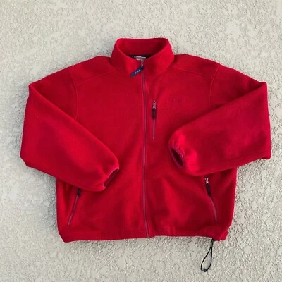 LL Bean флис толстовка мужской большой красный 1/4 молнии карман открытый туризм лагерь - Изображение 1 из 4