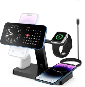 4in1 Fast Wireless Charger Station Dock For Apple Watch iPhone 16 15 14 13 12 11 - Picture 1 of 36