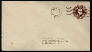 US 1925 #U481 - 1 1/2c Washington Stamped Envelope Cover Pittsburgh 1933 - Picture 1 of 2