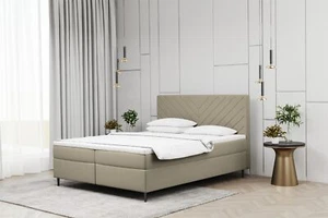 Boxspringbett Schlafzimmerbett BONITA 200x220cm in Stoff Matt Velvet Beige - Bild 1 von 2