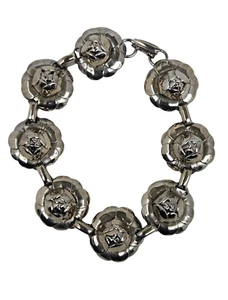 Vintage Silver Tone Flower Panel 7" Bracelet - Picture 1 of 5
