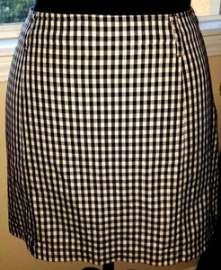 RALPH by Ralph Lauren Black/White GINGHAM Short Cotton Skirt   Sz 8  EUC - Foto 1 di 5