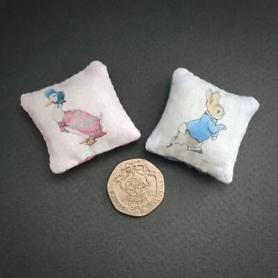 Dolls House Beatrix Potter Cushions Peter Rabbit Jemima Puddle-Duck Miniatures - Image 1 of 4