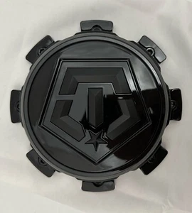 TIS 544 8 Lug Gloss Black Wheel Center Cap with Flat Matte Black Logo 1921L173 - Picture 1 of 2