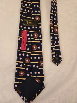 Alynn Neckwear Play Ball Baseball Bats Gloves Sports Novelty Silk Necktie 58" L - Image 1 of 4